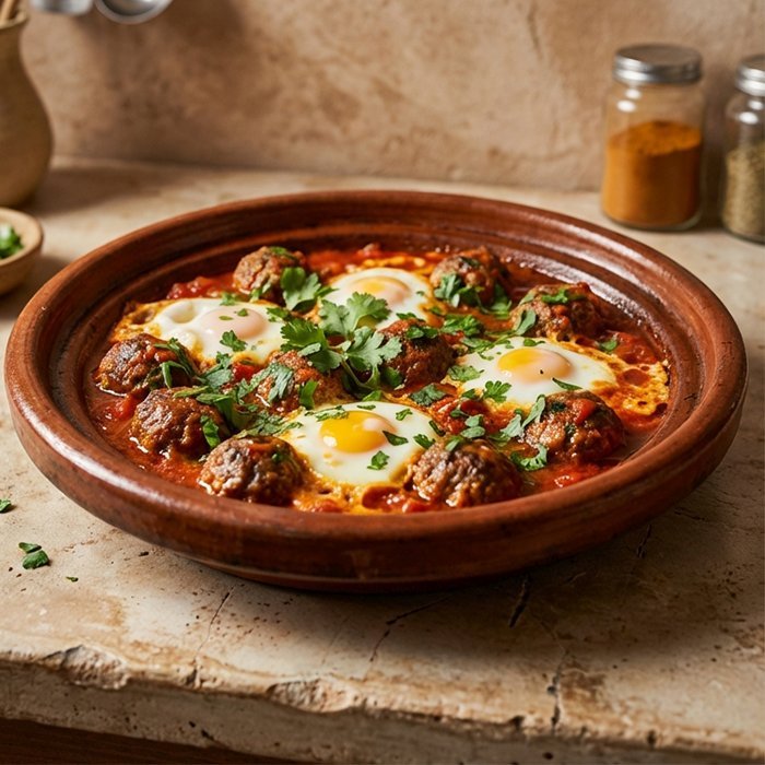 Tajine De Kefta Aux Œufs Et Tomates